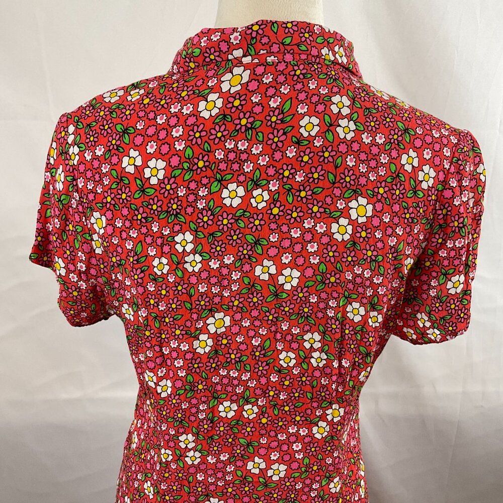 Rolla's Pink Floral Dress - Short Sleeve with Collar Tie Detail - Picture 10 of 14
